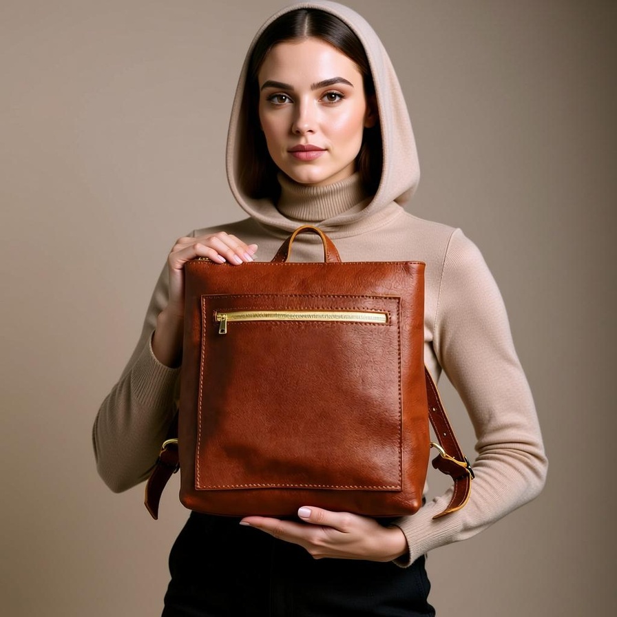کیف چند کاره کلاسیک (یکطرفه، کوله، دستی) با چرم طبیعی مدل آیدا - Image 2
